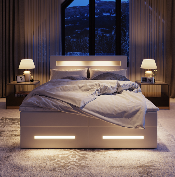 Akciós Manu boxspring ágy +ajándék fedőmatrac +ingyenes kiszállítás RR