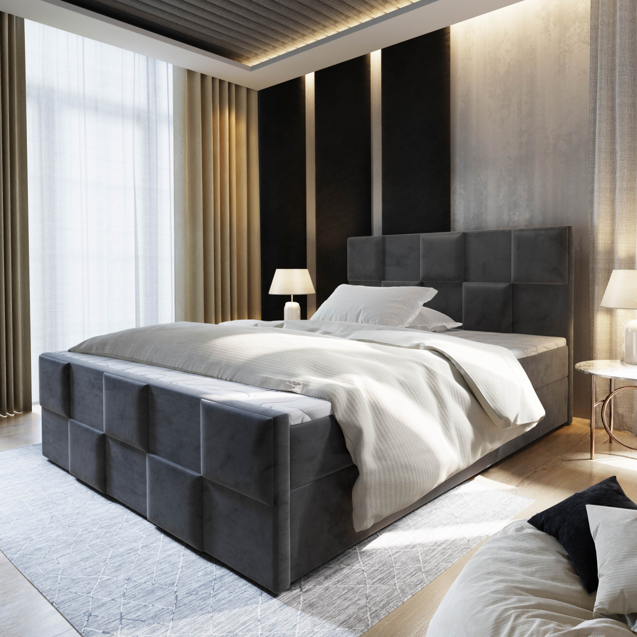 Akciós Mona boxspring ágy +ajándék fedőmatrac +ingyenes kiszállítás RR