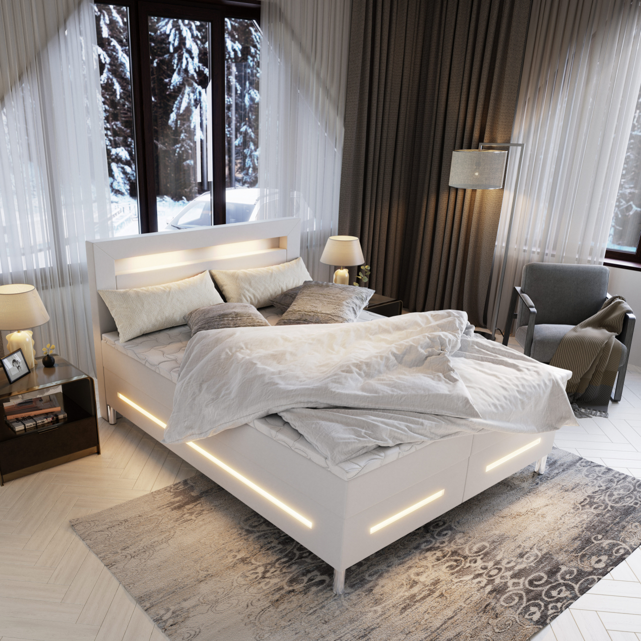 Akciós Benz boxspring ágy +ajándék fedőmatrac +ingyenes kiszállítás RR