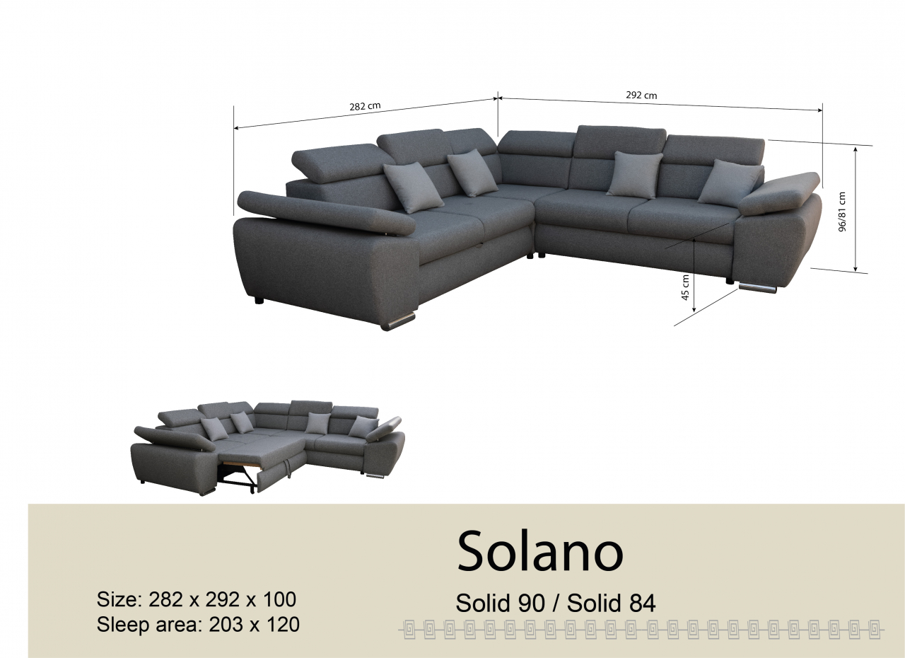 Akciós Solano sarokkanapé (2f-ot) +ingyenes kiszállítás