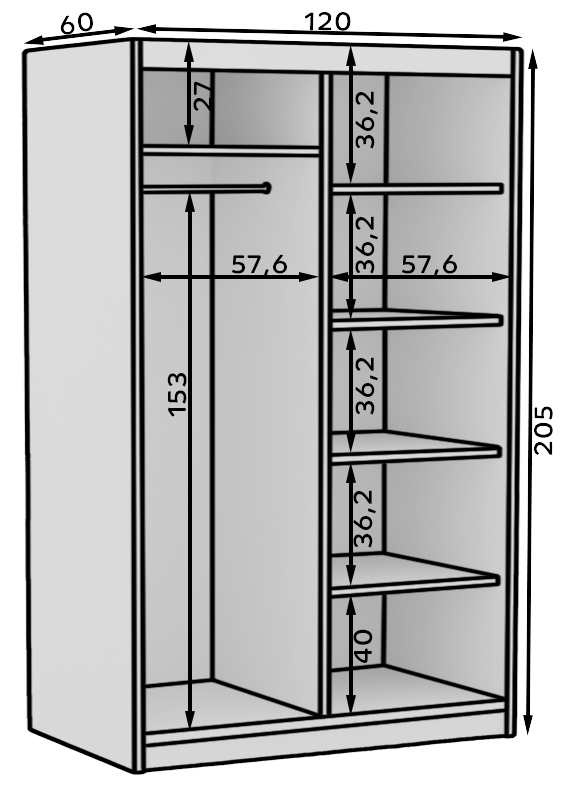 Akciós Delia 120 cm gardróbszekrény +ingyenes kiszállítás