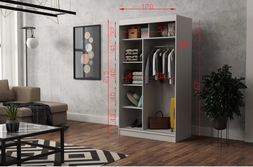 Akciós Emily 120 cm gardróbszekrény +ingyenes kiszállítás