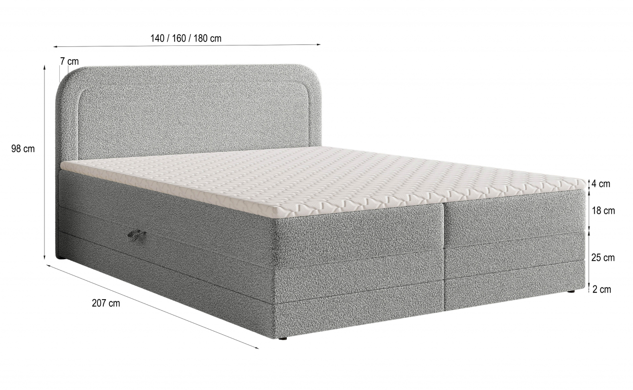 Akciós Armel NON boxspring ágy +ajándék fedőmatrac +ingyenes kiszállítás