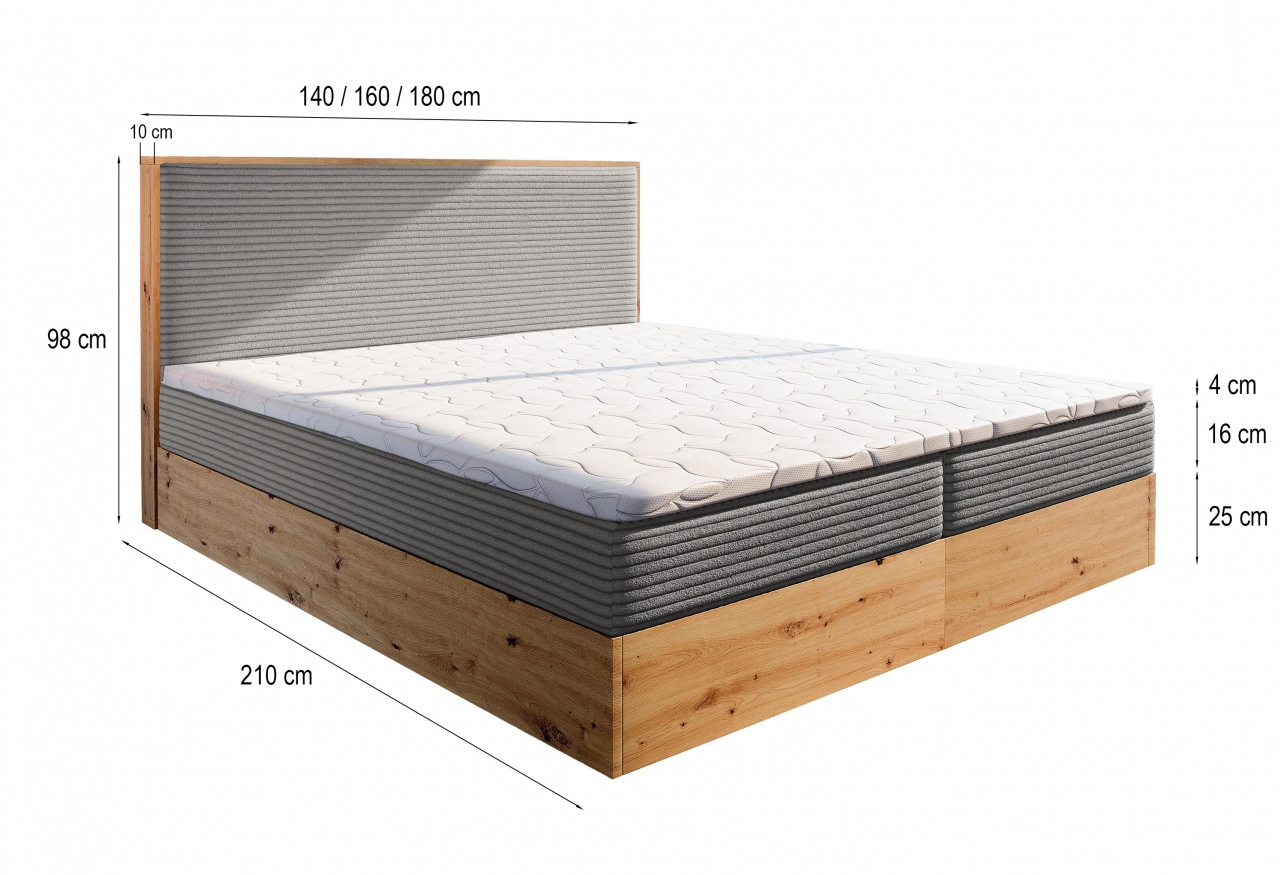 Akciós Verdon boxspring ágy +ajándék fedőmatrac +ingyenes kiszállítás