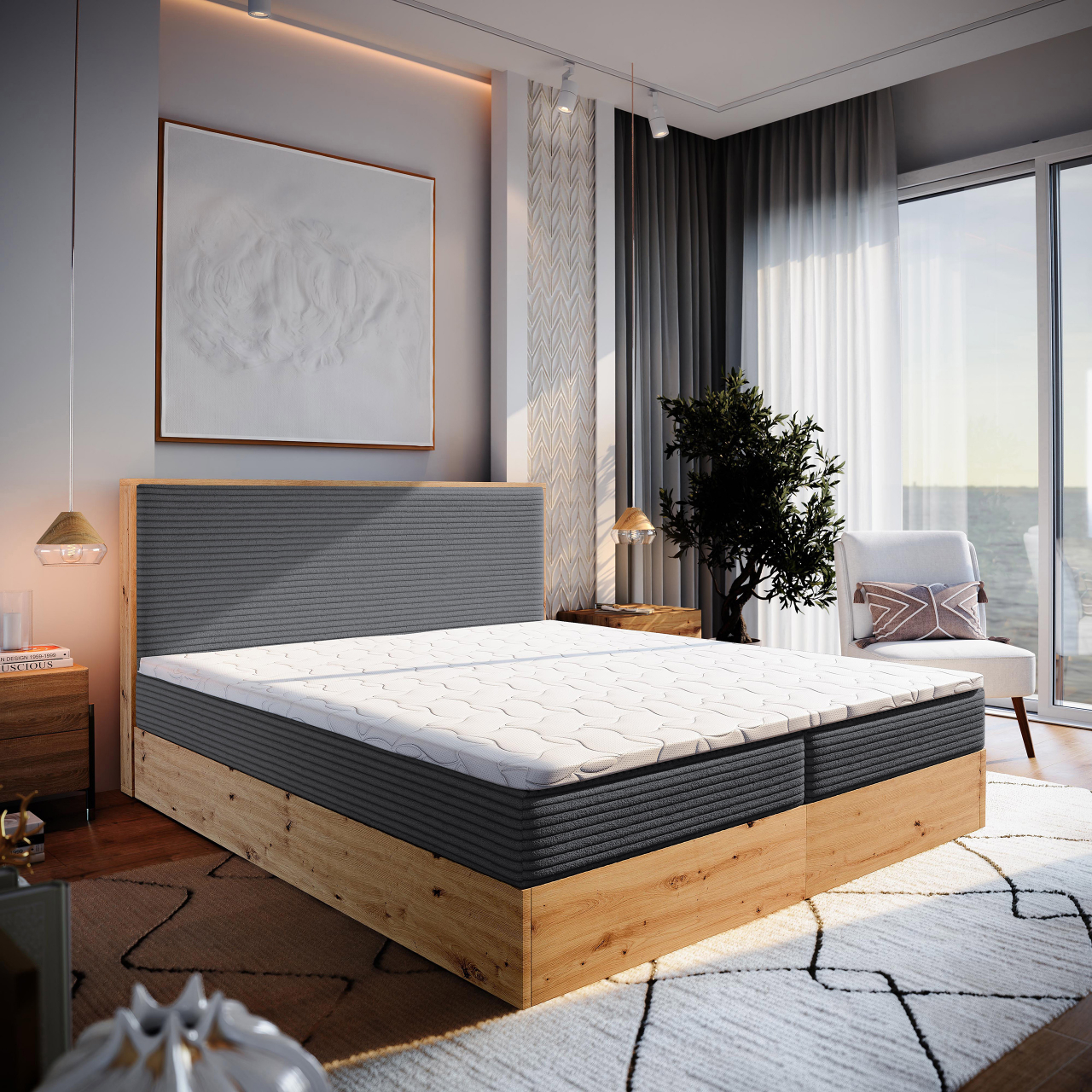 Akciós Verdon boxspring ágy +ajándék fedőmatrac +ingyenes kiszállítás