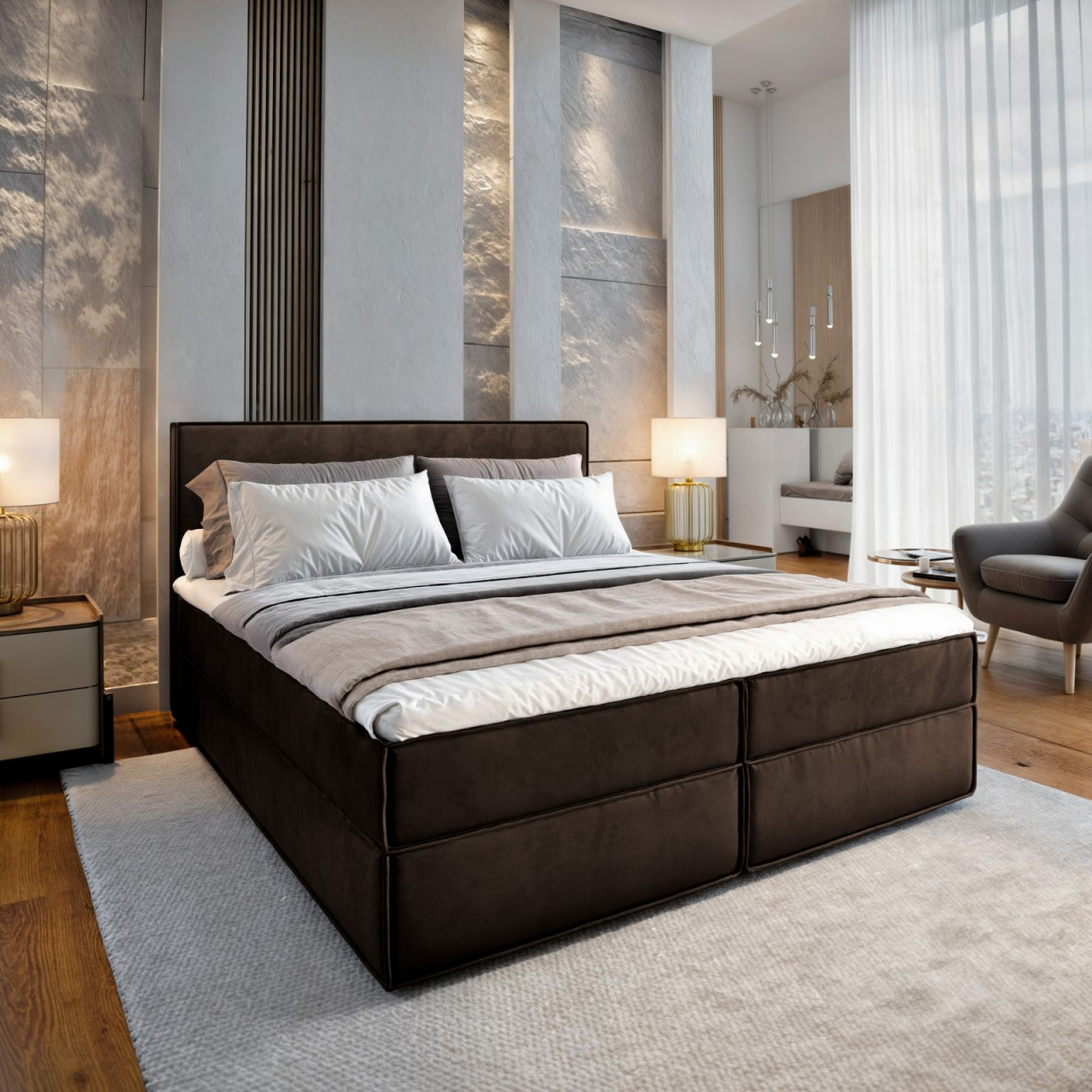 Akciós Pellio MON boxspring ágy +ajándék fedőmatrac +ingyenes kiszállítás