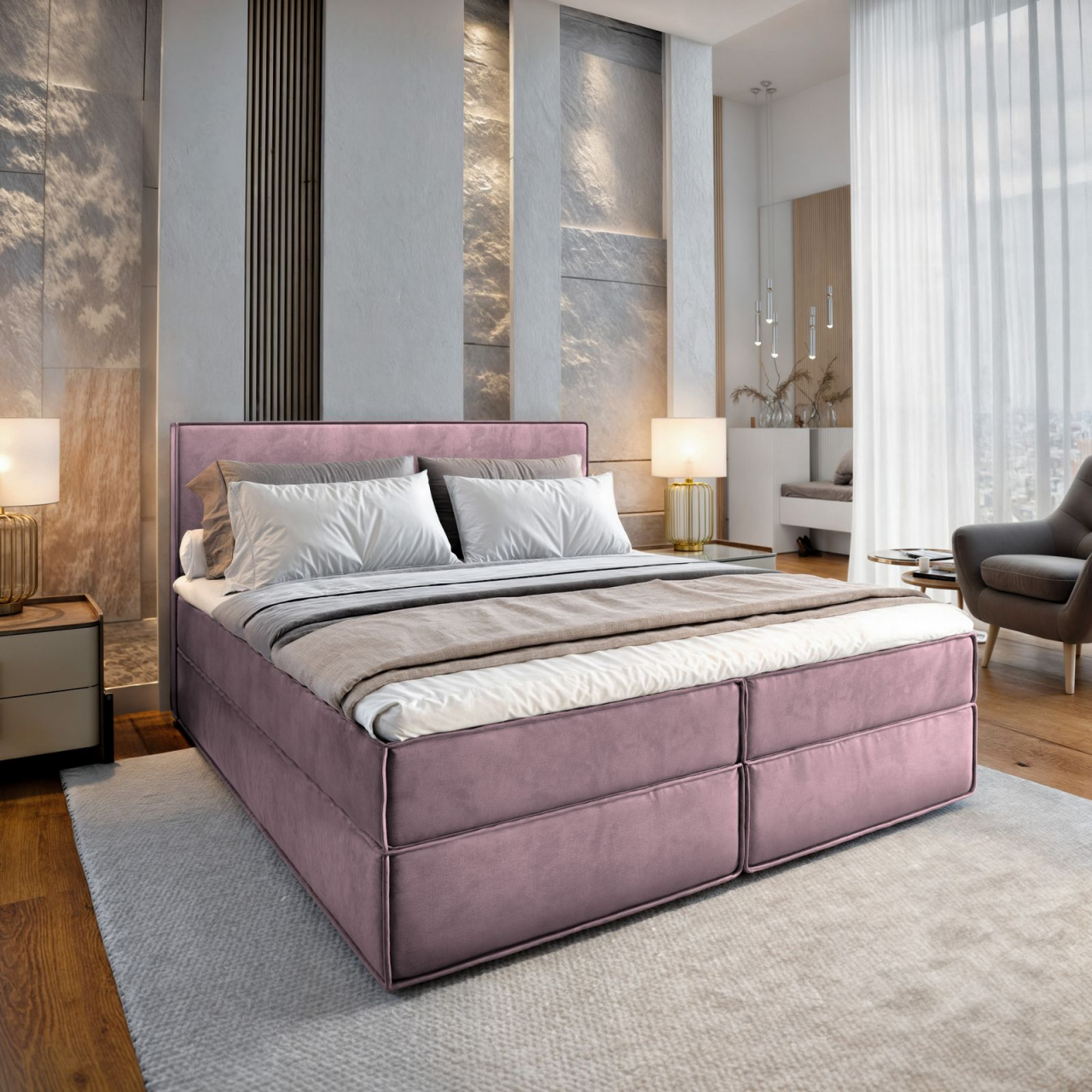 Akciós Pellio MON boxspring ágy +ajándék fedőmatrac +ingyenes kiszállítás