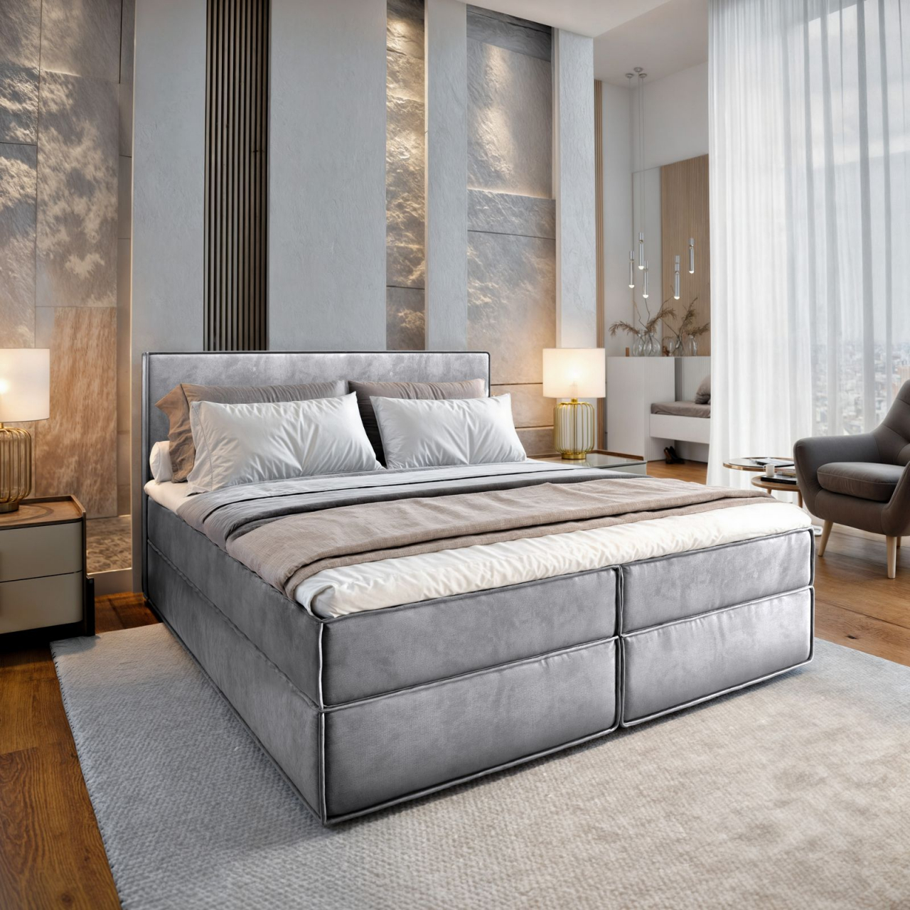 Akciós Pellio MON boxspring ágy +ajándék fedőmatrac +ingyenes kiszállítás