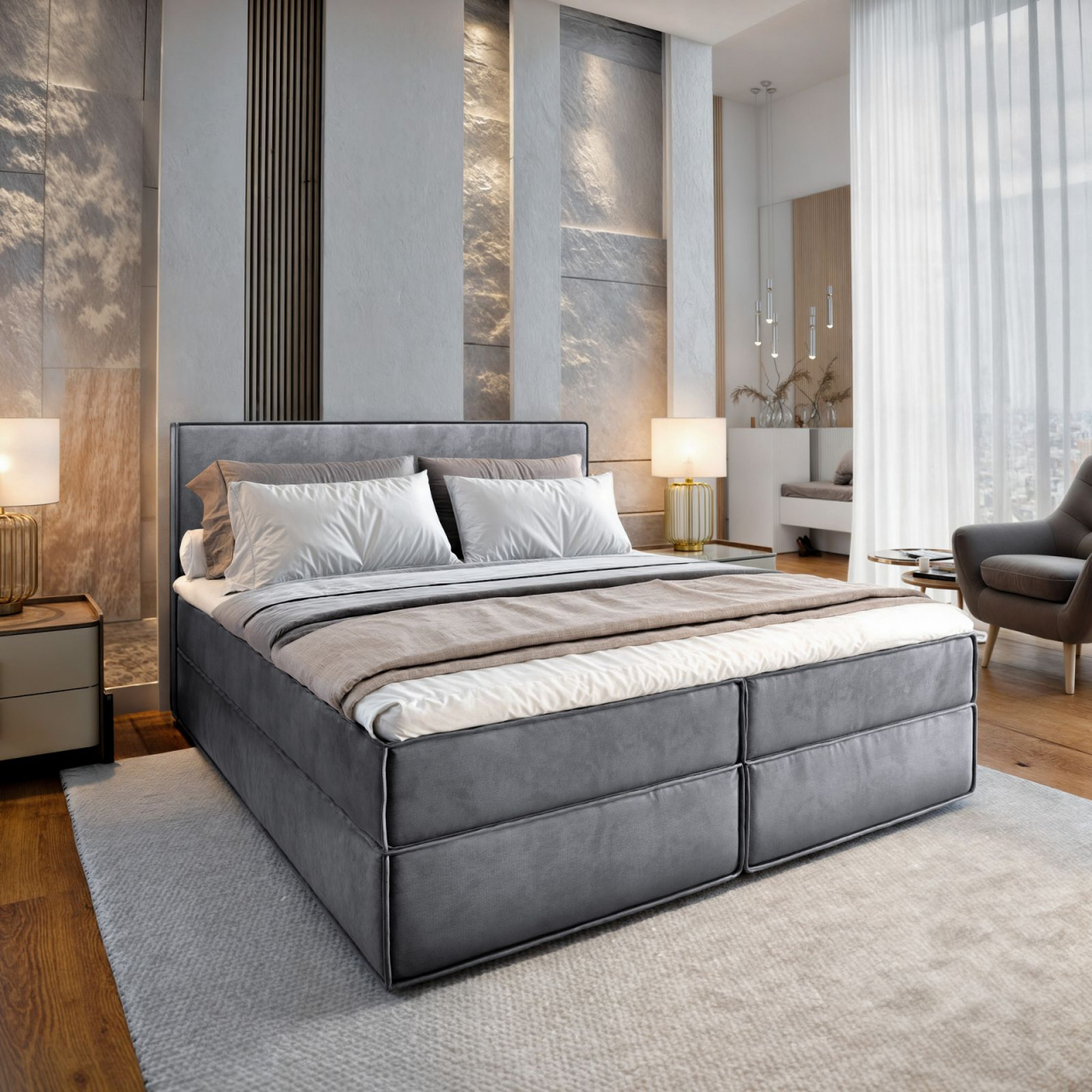 Akciós Pellio MON boxspring ágy +ajándék fedőmatrac +ingyenes kiszállítás