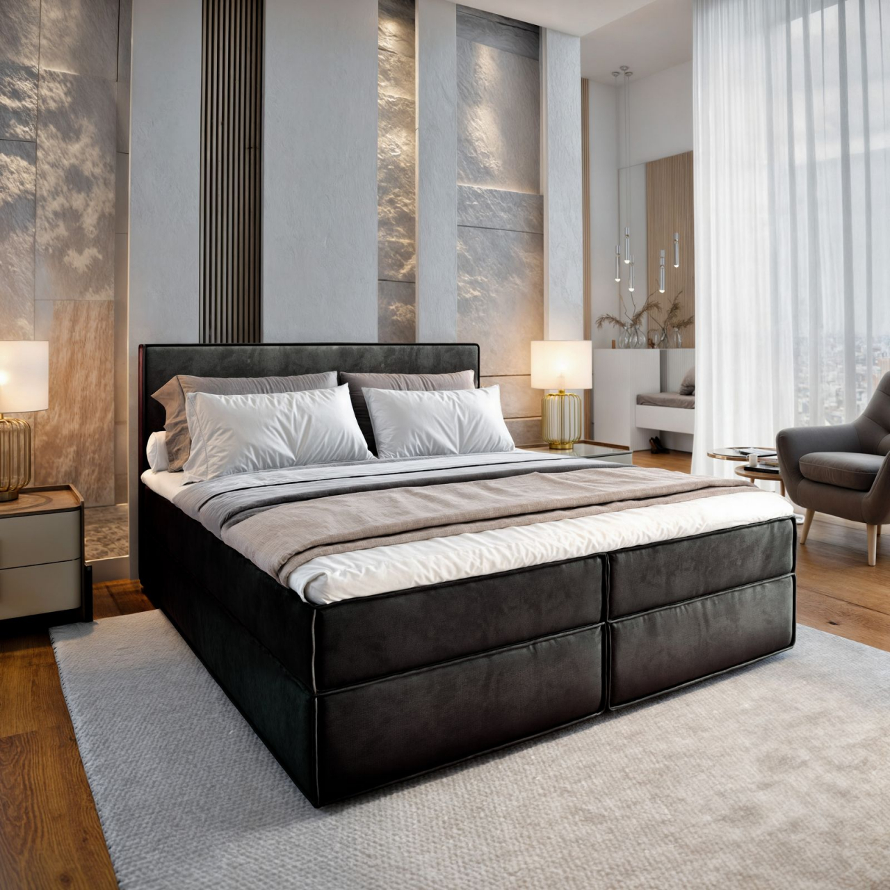 Akciós Pellio MON boxspring ágy +ajándék fedőmatrac +ingyenes kiszállítás