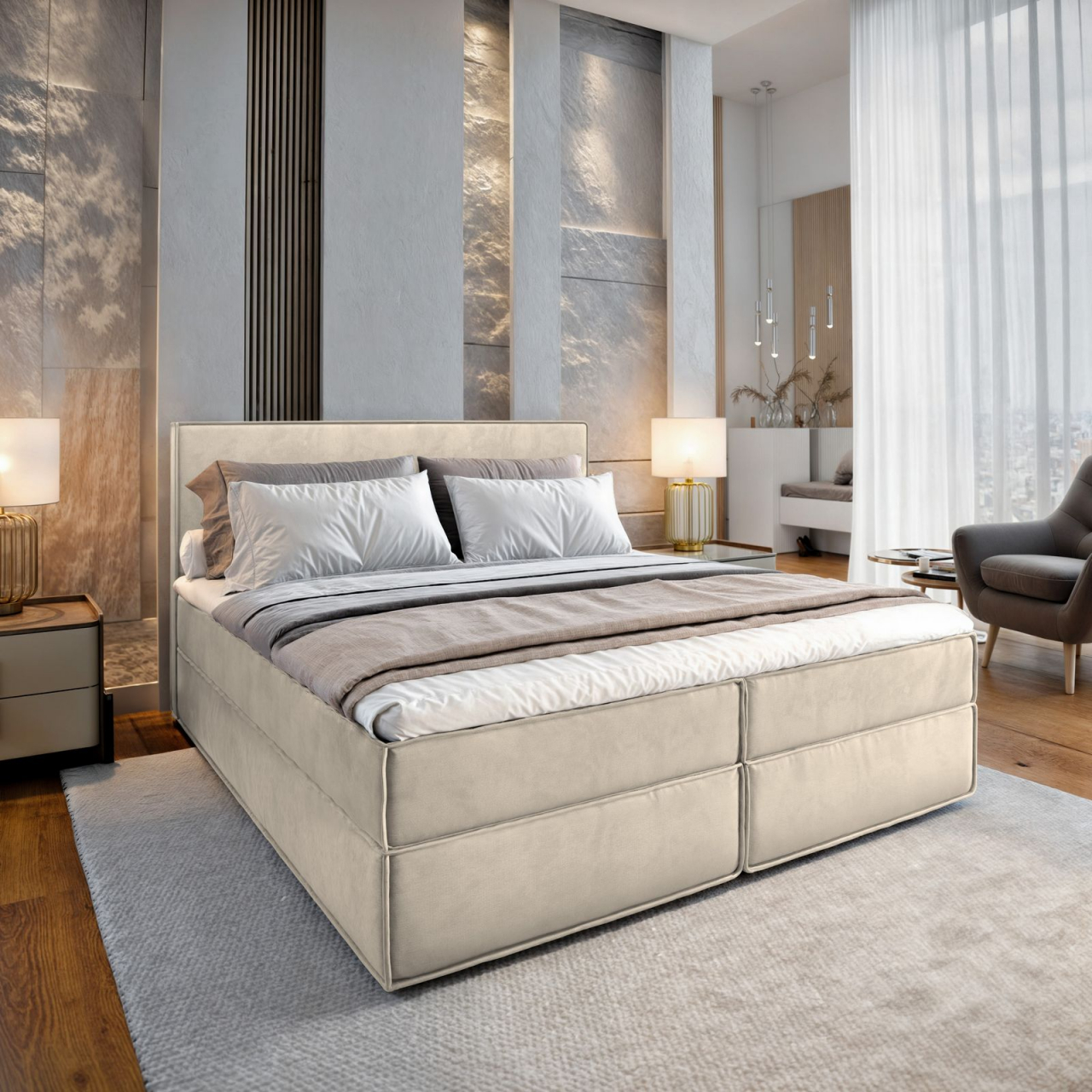 Akciós Pellio MON boxspring ágy +ajándék fedőmatrac +ingyenes kiszállítás
