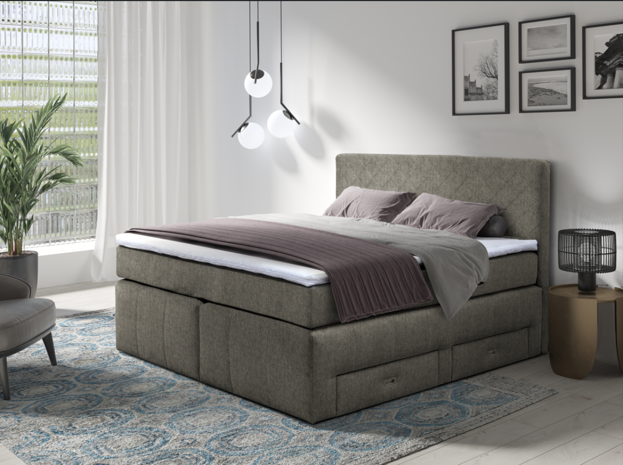 Akciós Peter boxspring ágy +ajándék fedőmatrac +ingyenes kiszállítás