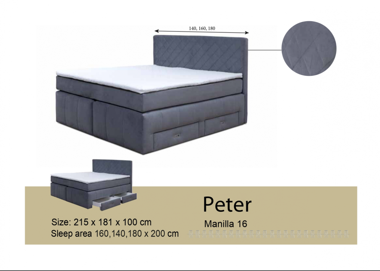 Akciós Peter boxspring ágy +ajándék fedőmatrac +ingyenes kiszállítás