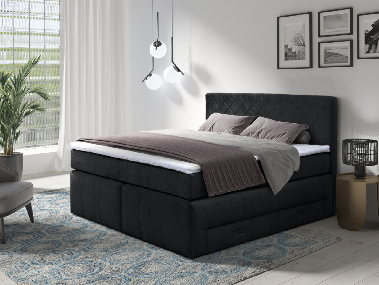 Akciós Peter boxspring ágy +ajándék fedőmatrac +ingyenes kiszállítás