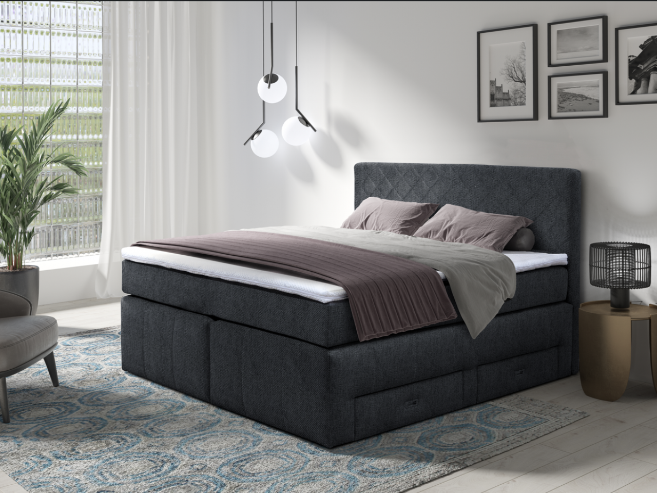 Akciós Peter boxspring ágy +ajándék fedőmatrac +ingyenes kiszállítás