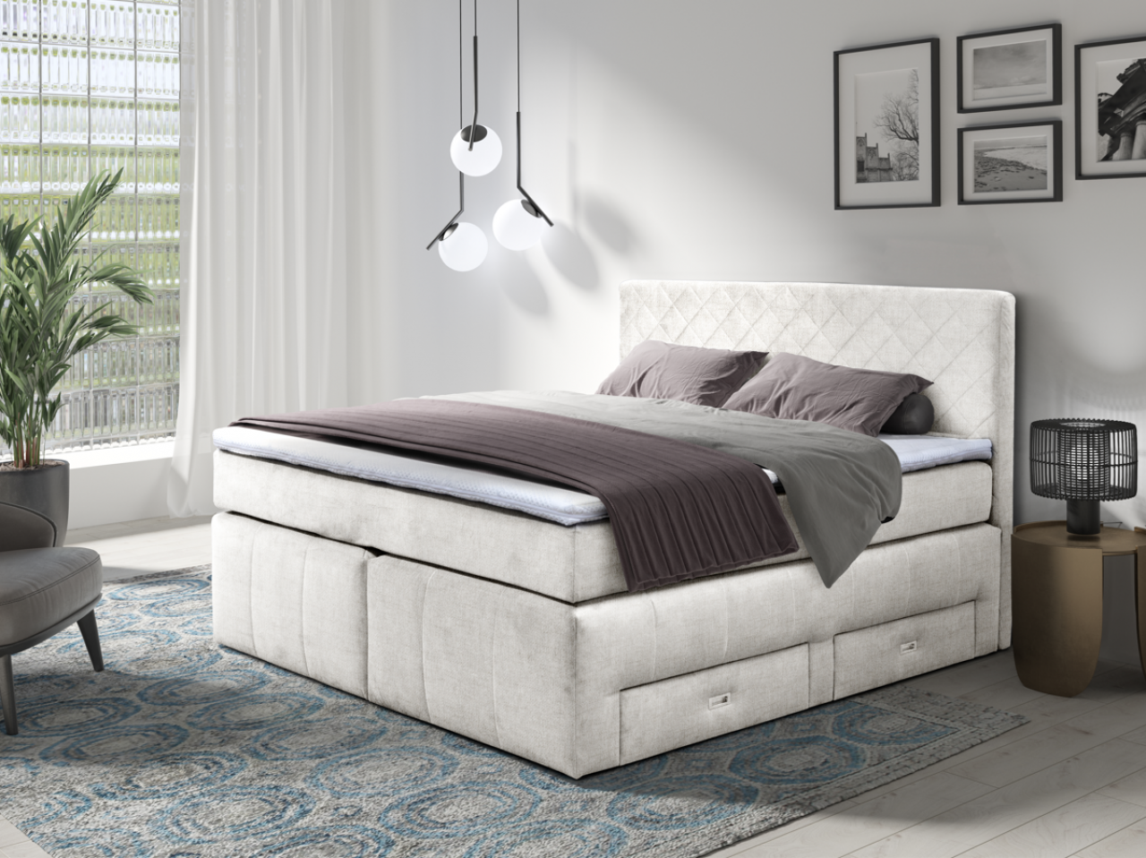 Akciós Peter boxspring ágy +ajándék fedőmatrac +ingyenes kiszállítás