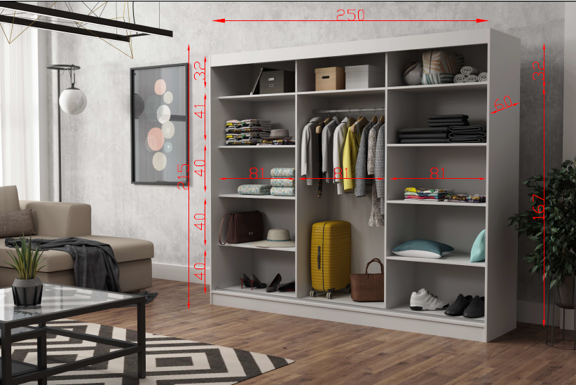 Akciós July 250 cm gardróbszekrény +ingyenes kiszállítás RR