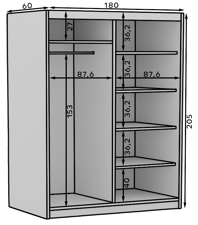 Akciós Hailey 180 gardróbszekrény +ingyenes kiszállítás RR