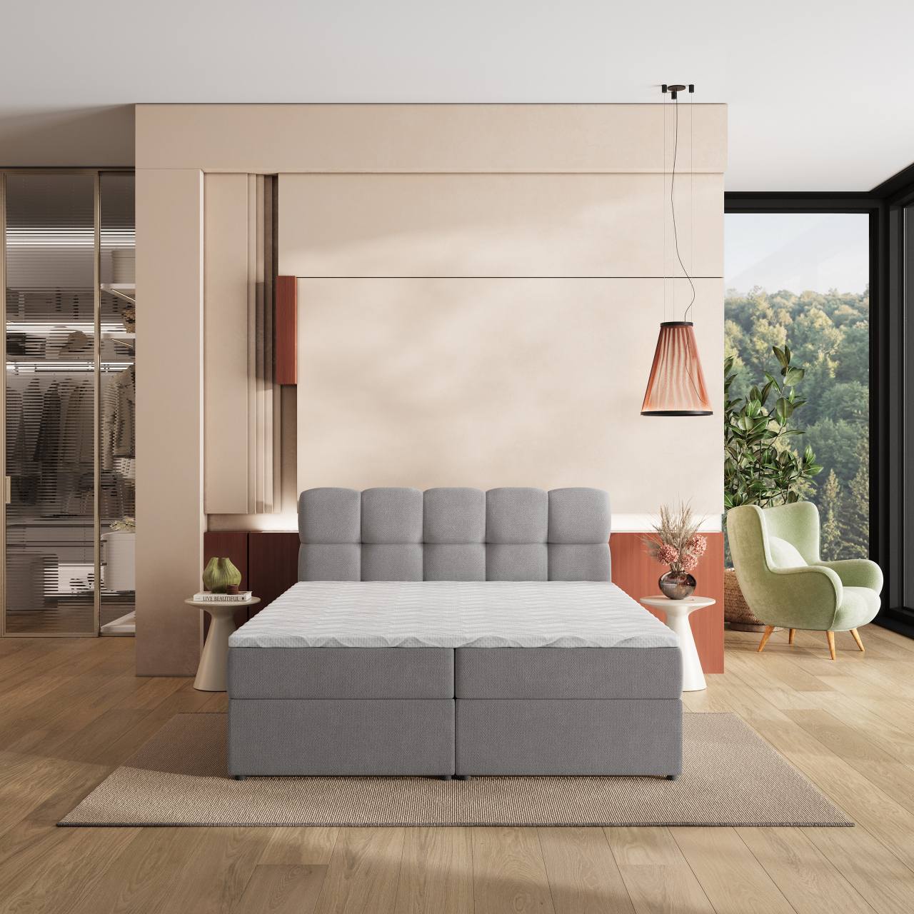 Akciós Meru boxspring ágy +ajándék fedőmatrac +ingyenes kiszállítás