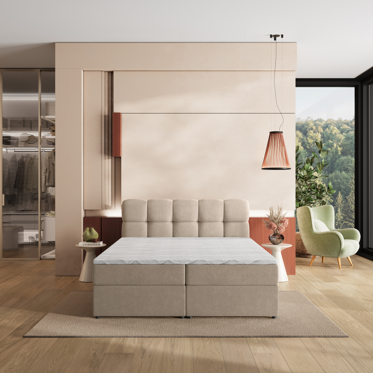 Akciós Meru boxspring ágy +ajándék fedőmatrac +ingyenes kiszállítás