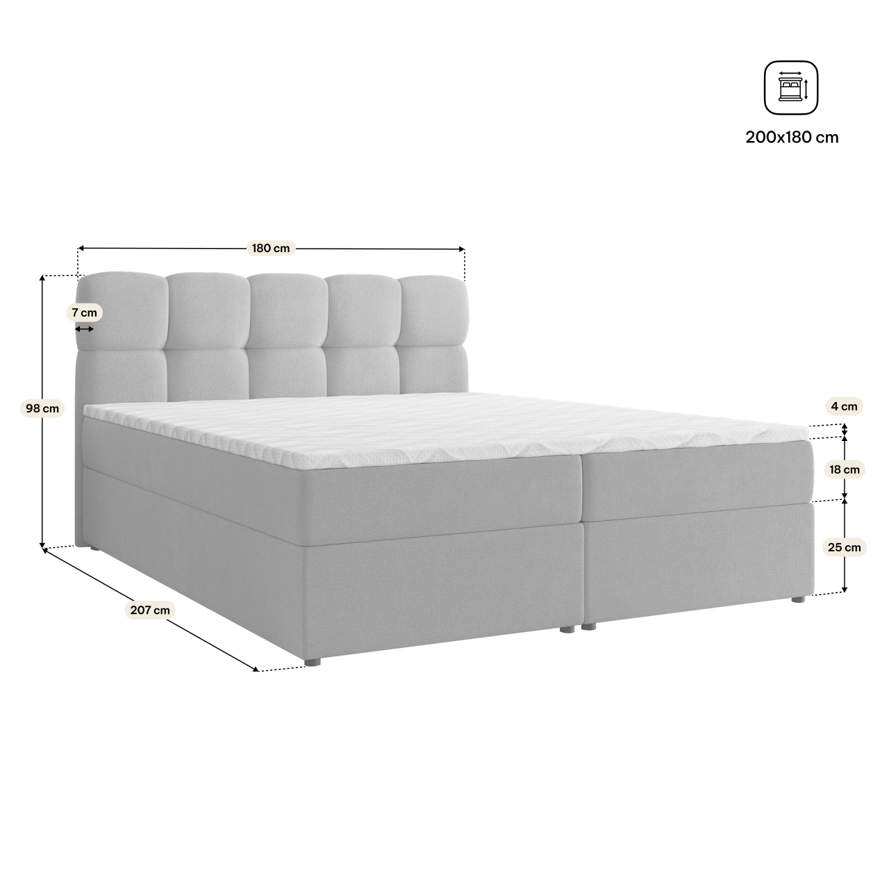 Akciós Meru boxspring ágy +ajándék fedőmatrac +ingyenes kiszállítás