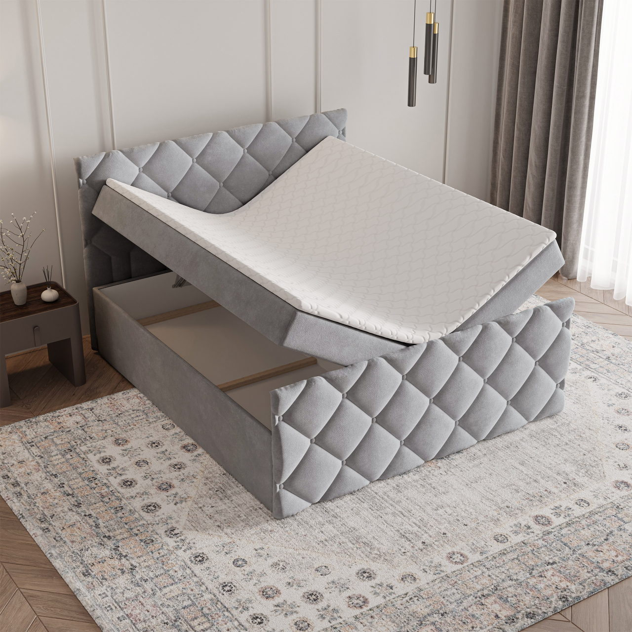  Akciós Rovari boxspring ágy +ajándék fedőmatrac +ingyenes kiszállítás