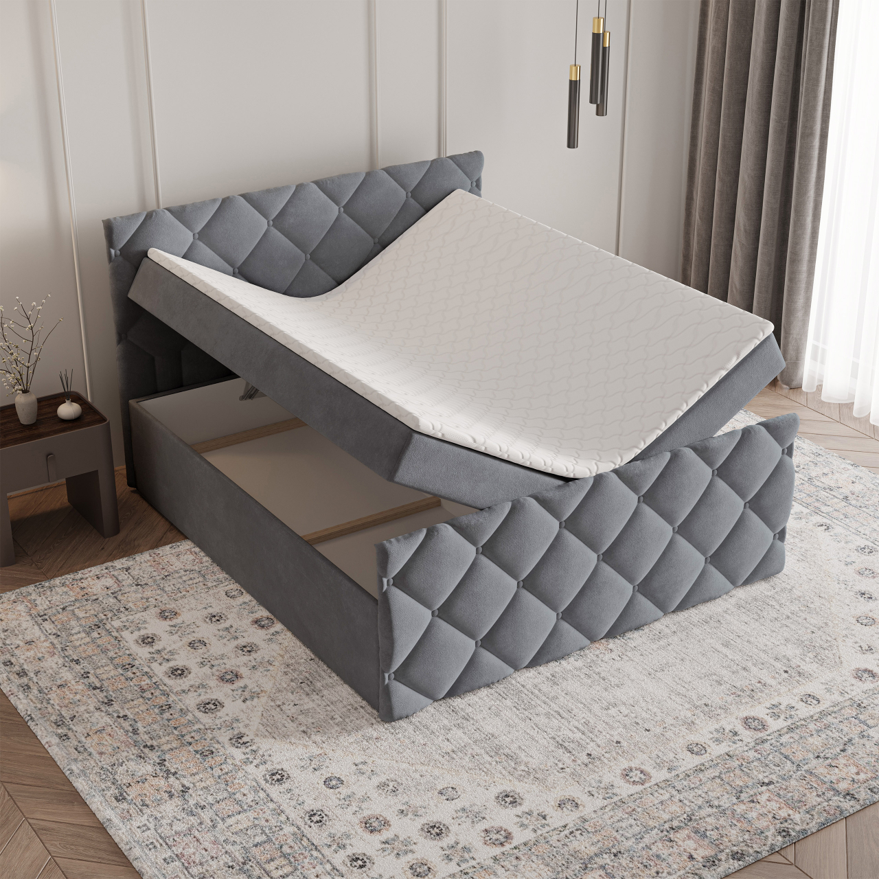  Akciós Rovari boxspring ágy +ajándék fedőmatrac +ingyenes kiszállítás