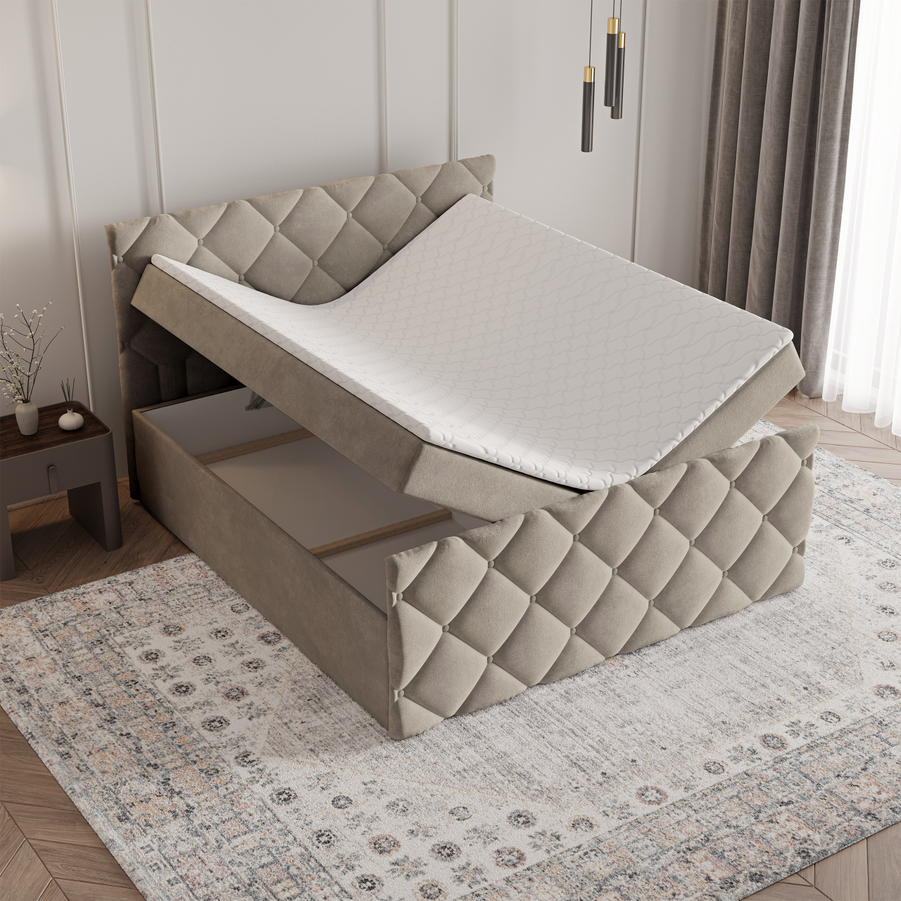  Akciós Rovari boxspring ágy +ajándék fedőmatrac +ingyenes kiszállítás