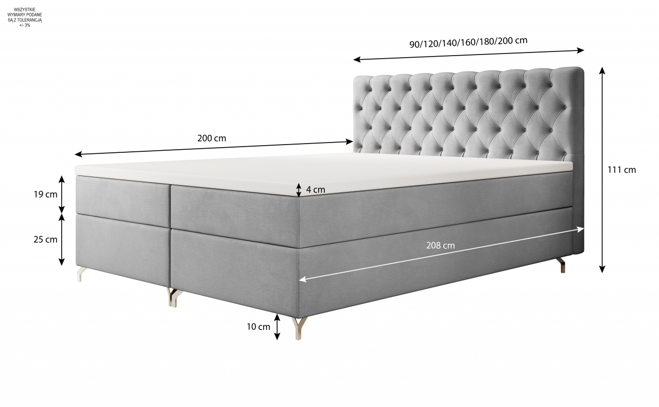 Akciós Chester boxspring ágy +ajándék fedőmatrac +ingyenes kiszállítás RR